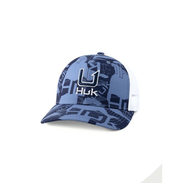 HUK Men's Standard Trucker, Anti-Glare Snapback Fishing Hat, Hidden Naval