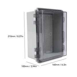 Electrical Junction Box, 160 x 210 x 100 mm ABS Plastic Project Housing, Transparent Cover, Waterproof IP67 Electric Box with Grid Mounting Plate for Power Supply