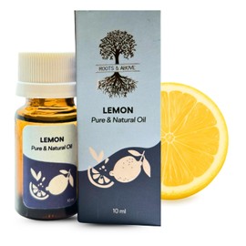 Roots & Above Pure Natural Lemon Essential Oil 0.34 oz/10ml Cold Pressed Oils for Skin, Hair, Massage, Diffusers & Candle Making