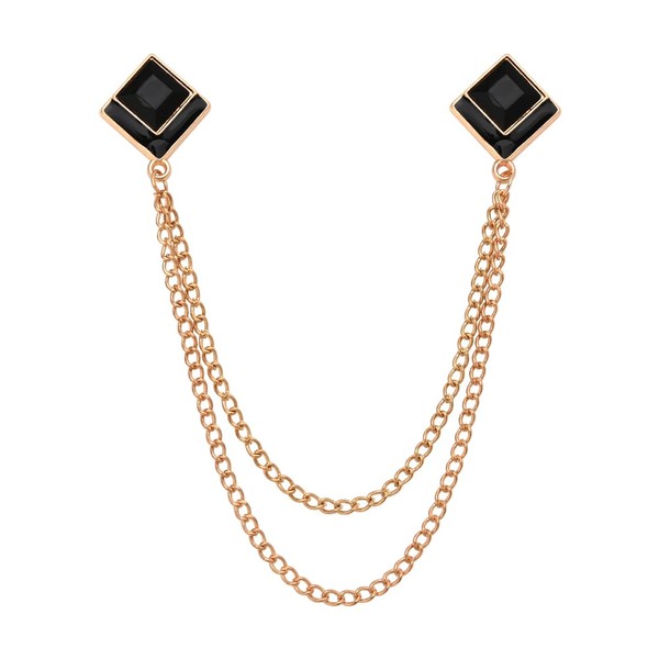 Black Rhinestone Brooch Pin Tassel Chain Brooch Collar Pins Lapel