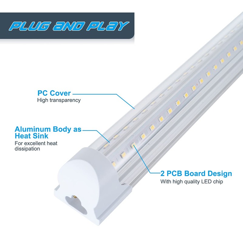 6 Pack T8 Led 5FT 48W Integrated V Shaped LED