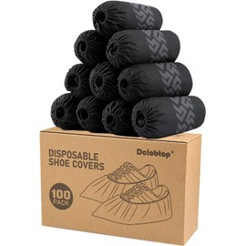 Shoe Booties Disposable Non Slip,Recyclable Shoe Covers Disposable Non Slip for Indoors, Fits Up To 11 US Men and 13 US Women Size,Recyclable Non-Woven Fabric (Black Set of 100，L)
