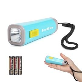 EverBrite Mini LED Kids Flashlight - Lightweight (46g) Torch with Soft Yellow Light for Reading, Camping, and Emergencies - Gift for Children, Blue
