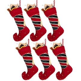 Dibor Luxury Velvet Elf Christmas Stocking - Set of 6 (Z288)