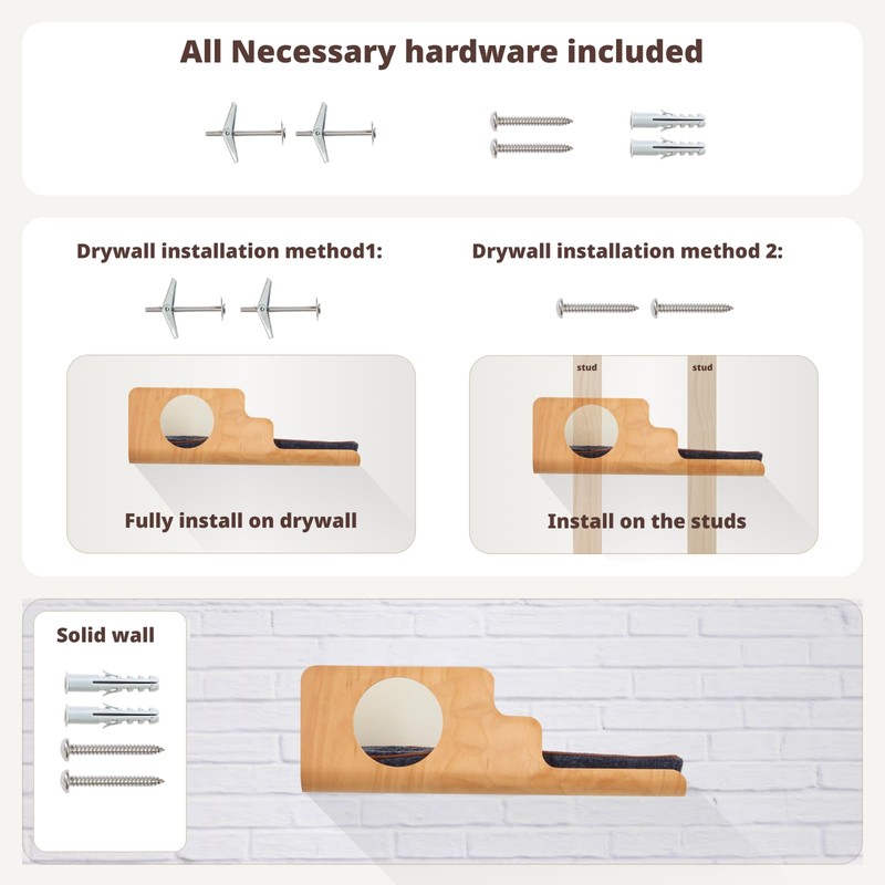 LIORCE Cat Wall Shelves, Creative Design Cat Shelf with Peephole,