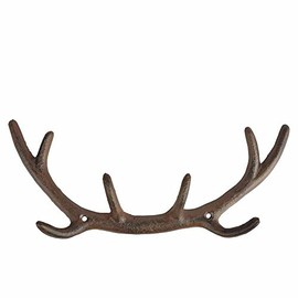Esschert Design Rustic Cast Iron Antler Hooks DB76, Brown, 4.5"H