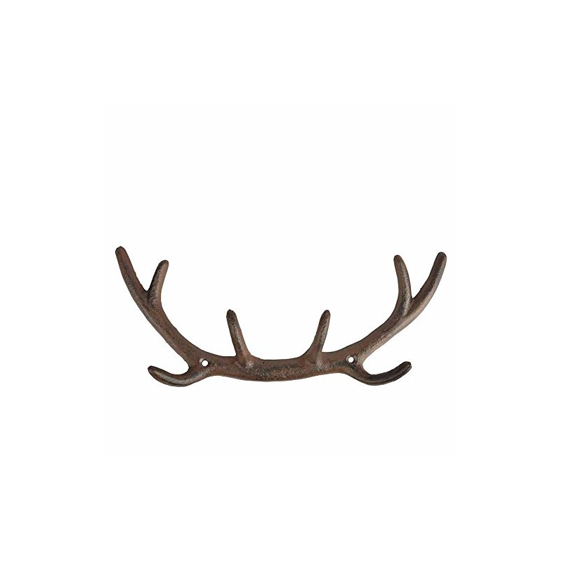 Esschert Design Rustic Cast Iron Antler Hooks DB76, Brown, 4.5"H