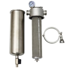 TECHTONGDA Brand New Stainless Steel Front Filter House Waterway Filter High Flow 10" Long