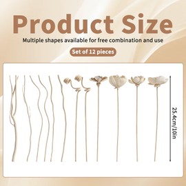 12 Pcs Flower Diffuser, Reed Diffuser Sticks Set, Flower Diffusers with Faux Eucalyptus Stems, Reed Diffuser Sticks for Home Bathroom and Bedroom Decor, Paper
