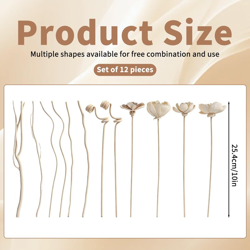 12 Pcs Flower Diffuser, Reed Diffuser Sticks Set, Flower Diffusers
