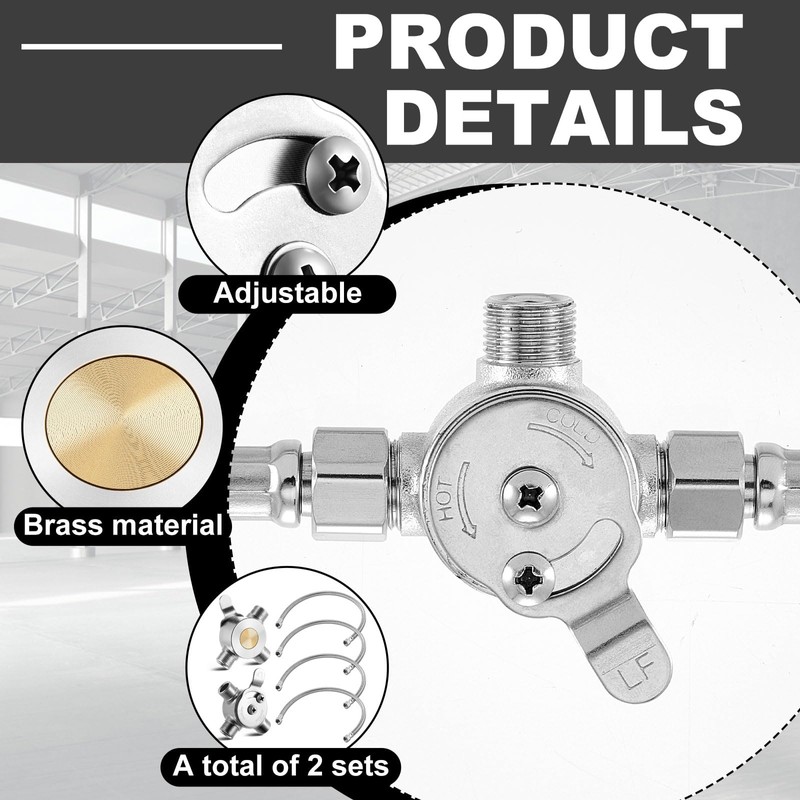Yaocom 4 Pcs 3/8" Manual Mixing Valve Hot Cold Water