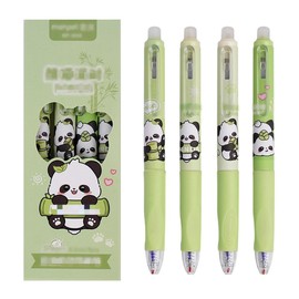 OHREN Radierbarer Kugelschreiber Stifte Set mit 4 Tier-Stifte Panda Pfote Eiscreme Kuchen - Kugel am Ende zum Entfernen der Tinte - Kugelschreiber Schwarz Durchmesser der Mine 0,5