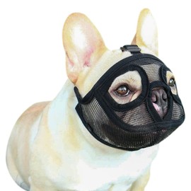 Short Snout Dog Muzzle Adjustable Mesh Bulldog Muzzle Breathable Dog Mouth Cover English French Bulldog Pekingese Shih Tzu Pug for Biting Barking Chewing Training Small Medium Large Dogs