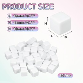 sourcing map 50Pcs Acrylic Blank Dice, 18mm/0.71" Acrylic Six Sided Blank White Dice Blocks with Smoothed Surface for Board Games Party Fun