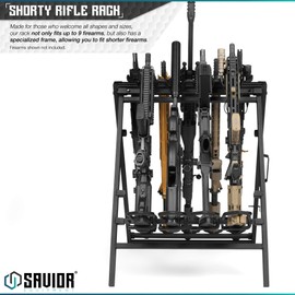 Savior Equipment Portable Folding 9 Gun Free-Standing Rifle Rack, Heavy-Duty Steel Frame, Deer Camp Firearms Display Stand, 2 Height Settings Fit Most Carbine and AR Pistols