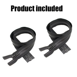 ByaHoGa Pack of 2 #10 Large Zip Plastic Separable Zip for Jackets Sewing Coats Black RZ (20 cm)