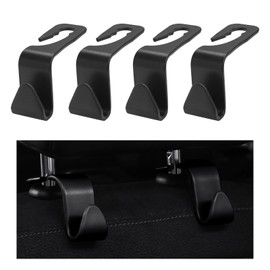 Yourkar 4 PCS Car Seat Headrest Hooks, Auto Seat Hook Hangers Storage Organizer, Back Seat Hanger for Car Handbag Clothes Coats Grocery Bags, Universal Interior Car Accessories (Black)