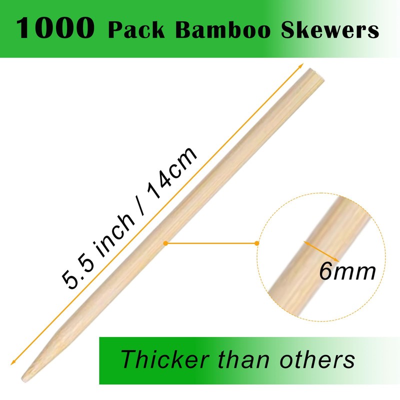 1000 Pack 5.5 Inch Candy Apple Sticks, 6 mm Thick
