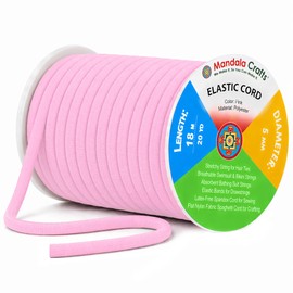 Mandala Crafts - Cordón elástico suave rosa – 20 yardas de tela de nailon plana de 5 mm, cordón elástico para bikini, cuerda de traje de baño, lazos para el cabello y costura con cordón