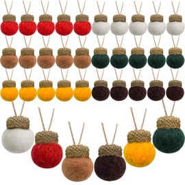 MrMrKura Felt Acorn Decor with Rope 36 PCS Fall Decorations for Home Garland Thanksgiving Christmas Tree Mantel Wall Decor