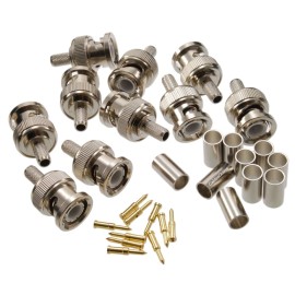CablesOnline 10-Pack, BNC Male Crimp Type 50-ohm RF Connectors for RG58, LMR195 Coax Wire