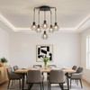 6-Light Pendant Light Fixtures, Industrial Farmhouse Hanging Lighting, Black Metal