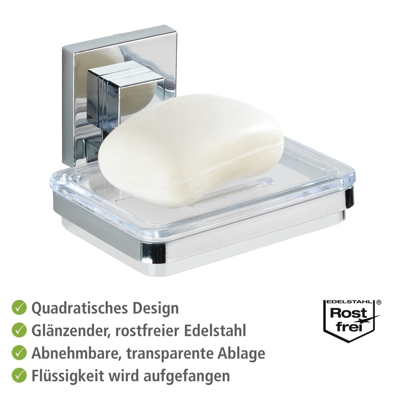 WENKO Vacuum-Loc® Seifenablage Quadro Edelstahl