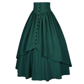 Mingyuezai Women Victorian Skirt Medieval Renaissance Peasant Long Skirt(Z2880GN,L)