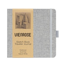 Vienrose 5.5"x5.5" Sketch Books, Linen Cover Sketching Book with 120 Acid-Free Pages, 111lb/180gsm Drawing Pad for Kids, Beginners & Professionals, Art Supplies for Adults & Students(Grey, 60 Sheets)