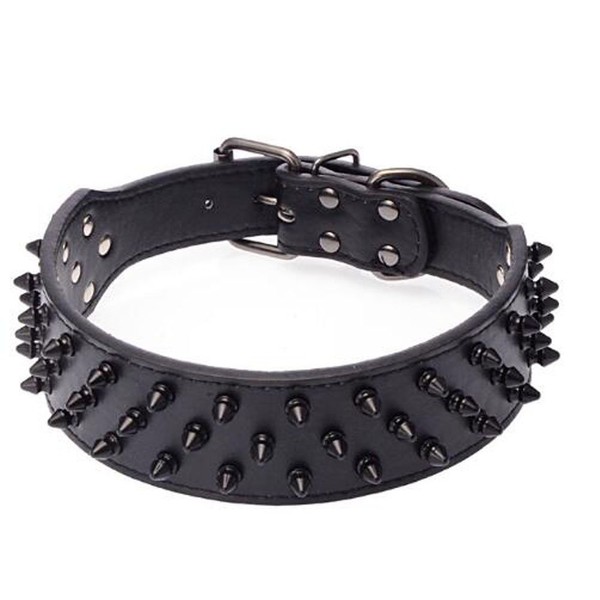 Avenpets Fancy Leather American Bulldog Collar Adorned with 3 Rows