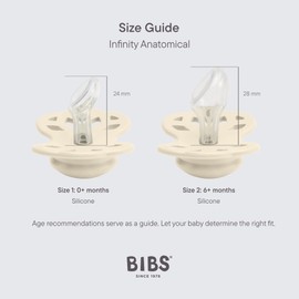 BIBS Infinity Anatomical Pacifier 2-Pack, BPA-Free, Anatomical Silicone Suction Set, Anatomical Sucker. Silicone, Made in Denmark, Size 1 (0-6 Months), Vanilla/Peach
