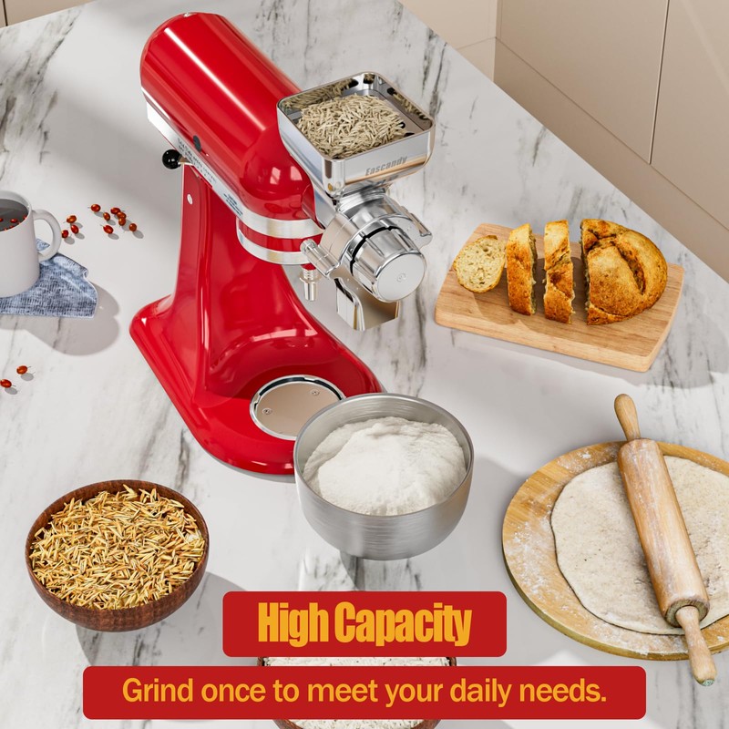 All Metal Grain Mill Attachment for KitchenAid Stand Mixer, 12