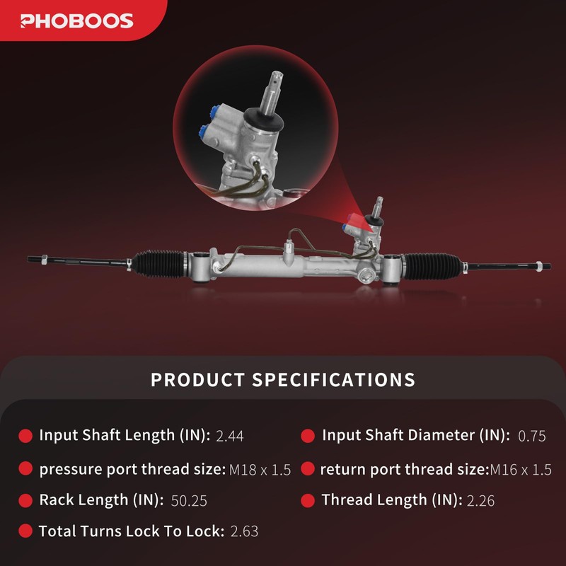 PHOBOOS Hydraulic Power Steering Rack and Pinion Assembly Compatible with