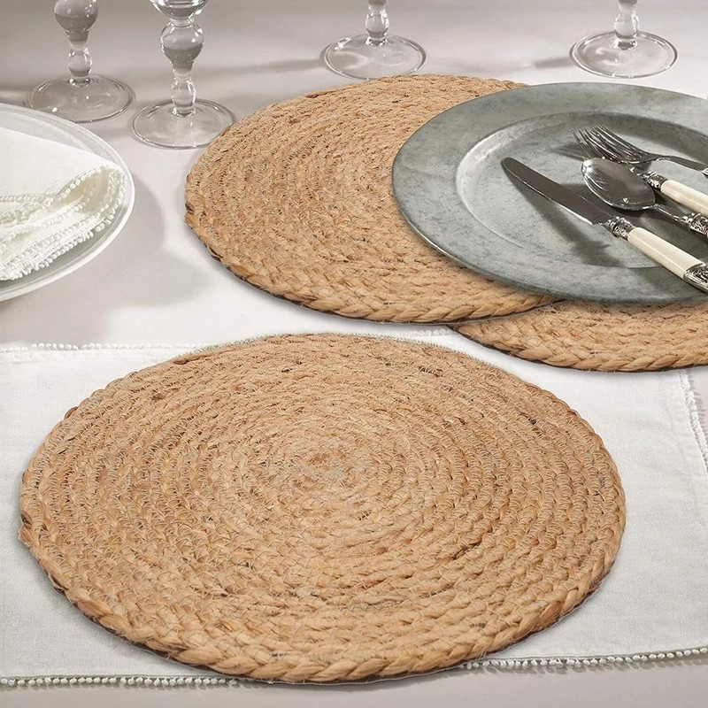 Ripaz Vogue Jute Placemat Round Handmade Table Mat 4 Piece