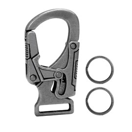Ahiller Carabiner Hook, 1.9 Inch Alloy Car Key Ring Clip with 2 Key Ring, Outdoor Hook, Small Key Holder for Men and Women (Deep Alloy-1P)