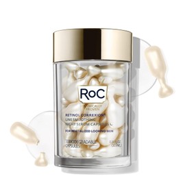 RoC Retinol Correxion Anti-Aging Wrinkle Night Serum - 30 Individual Capsules, Daily Line Smoothing Treatment for Fine Lines, Post-Acne Scars, Hydrating & Firming, Unscented, 0.35 Fl Oz