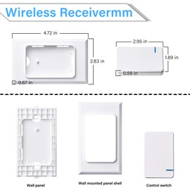 Capton Portable Wireless Light Switch Kit with Removable Wall Bracket for Lights Lamps Remote Control Wire Free Receiver No Wiring No WiFi Required (1 Switch with Wall Bracket and 1 Receiver)