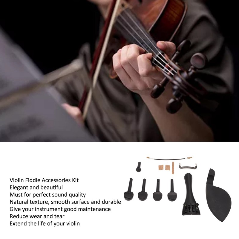 Violin Fiddle Accessories Kit Replacement Parts Metal Wooden for 4/4