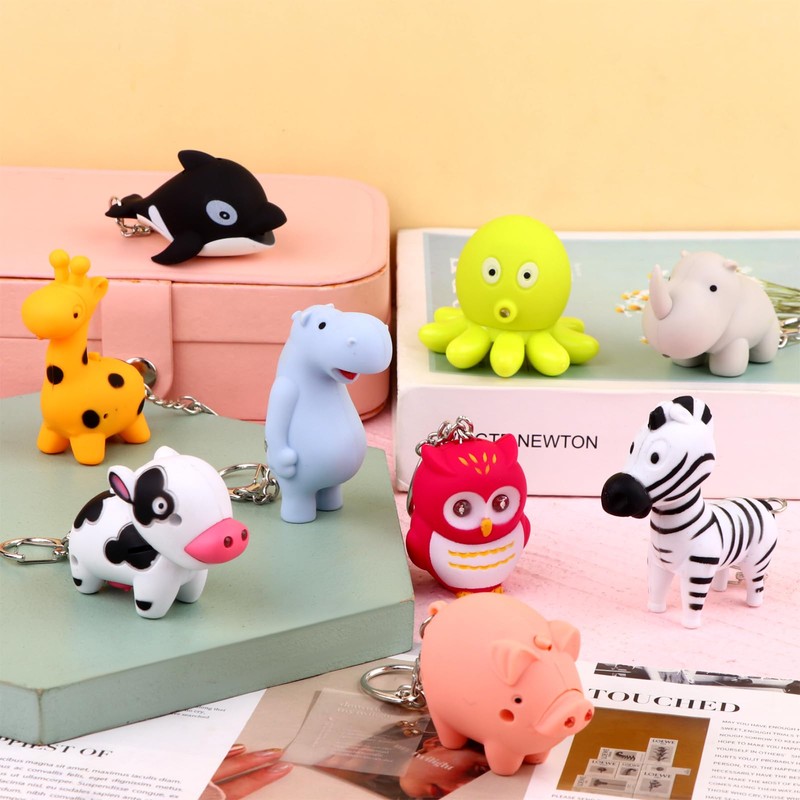 9 PCS Nurse Flashlight Pediatric Nurse Flashlight Keychain Animal Flashlight