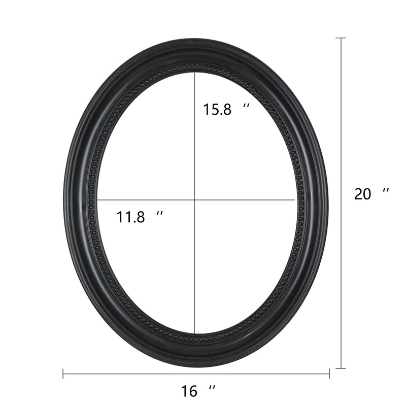Funerom 20 x 16 inch Black Wall Mirror Oval Bathroom