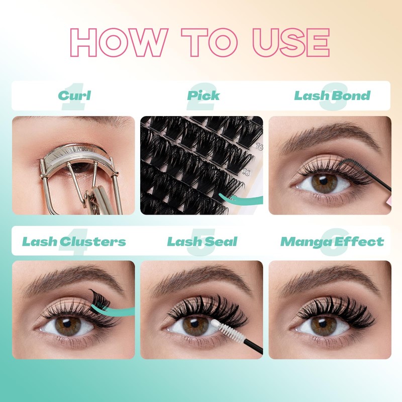 GEMERRY Wimpern Extensions Spikes DIY Cluster Wimpern D Curl Individuelle