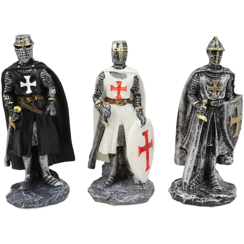 Ebros Set of 12 Medieval Knights Crusaders Figurines Suit of