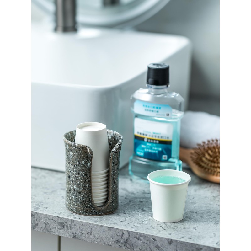 YHOJOY Ceramic Bathroom Cup Holder, Bathroom Cup Dispenser for Dixie