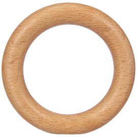 GARDINIA Gardinenringe für Gardinenstangen Ø 28 mm, Mit Gardinenhaken, 10 Stück, Ring-Breite 9 mm, Holz, Natur