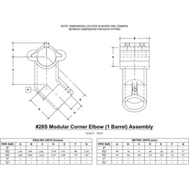 Hollaender 28S-7 Modular Corner Ell (1 Barrel Assembly) Aluminum Magnesium 1-1/4