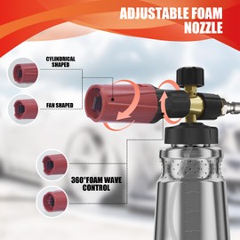 OHAYORI Snow Foam Lance with 1/4" Quick Connect, Adjustable Snow Foam Cannon with Wide Neck 1L Bottle, Upgraded Car Sprayer Compatible with Quick Release High Pressure Washer Gun