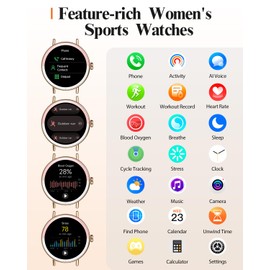 Women's Smartwatch with Phone Function, 1.27 Inch Watch Watches with 120+ Watch Faces, Heart Rate, Sleep/SpO2 Monitor, Pedometer, Calories, Sports Modes, IP68 Waterproof Activity Tracker, Pink
