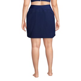 Lands' End Womens Comfort Waist Swim Skirt Swim Bottoms Skort Deep Sea Navy Plus 18w