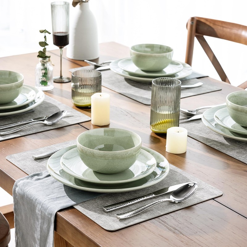 Dinnerware Sets for 6, 24 Pieces Ceramic Plates and Bowls