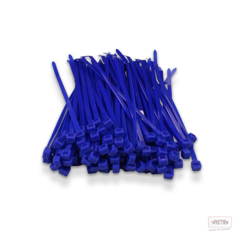 100 x Blue Cable Ties 140mm x 3.6mm with 18kg